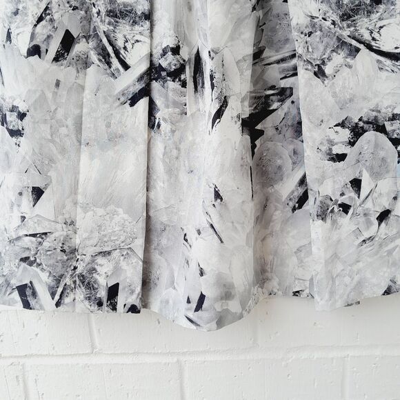 Cacharel Mini Pleat Silk Skirt Geometric Paint Artsy Career Wear ContemporarySz6 - Picture 6 of 12